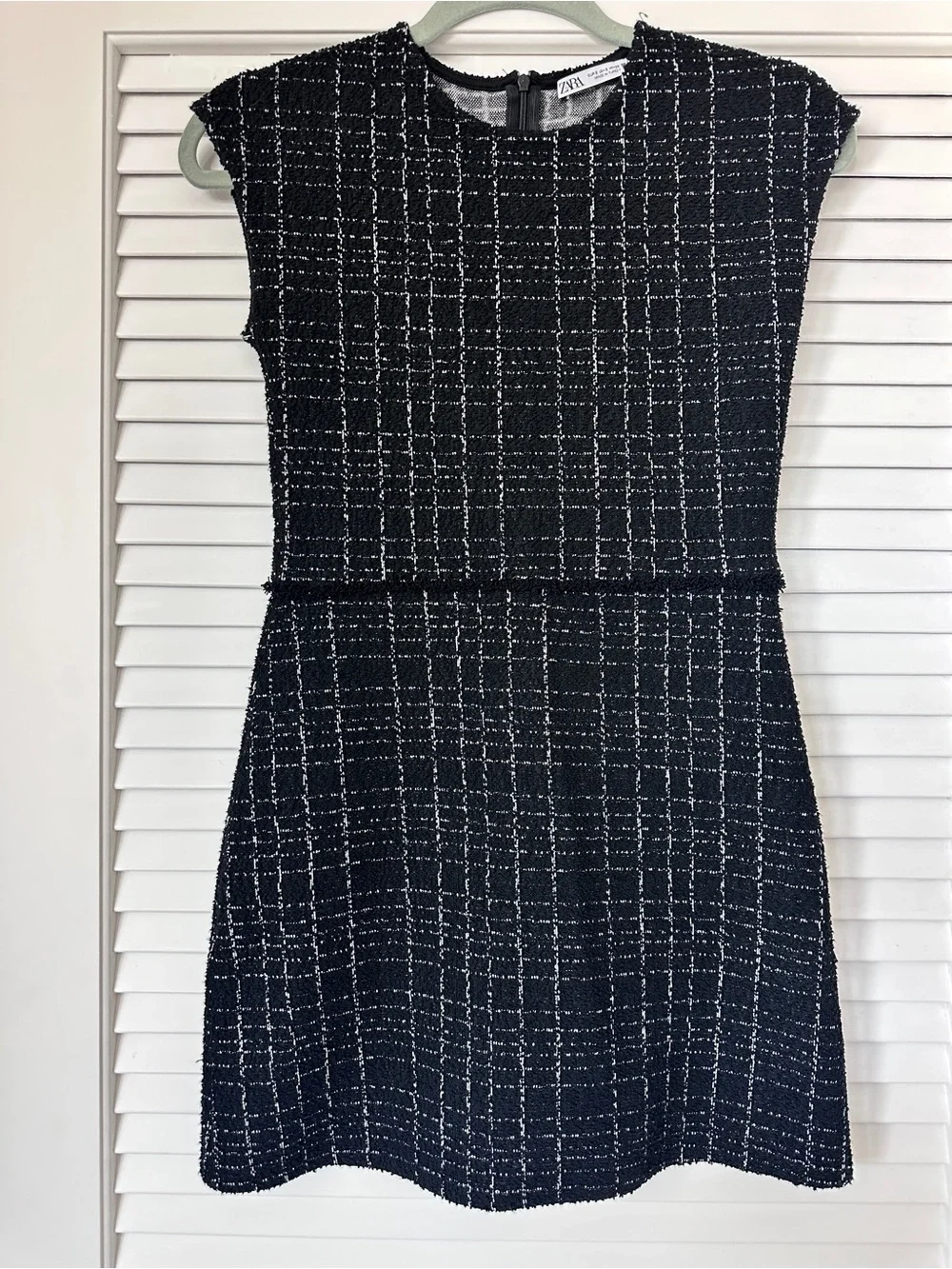 Zara Black and White Tweed Mini Dress Size S - Picture 1 of 16